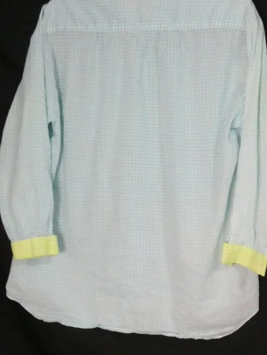 Handmade Pastel Colorblock Gingham Button-Down Shirt - P2P 21" - Picture 14 of 16